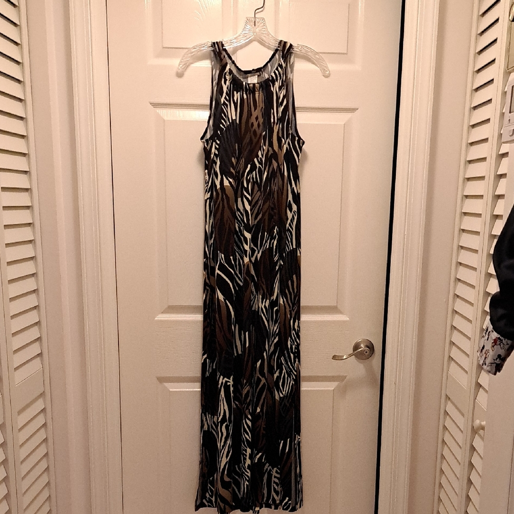 J.B.S. Black and Brown Zebra Print Maxi Dress